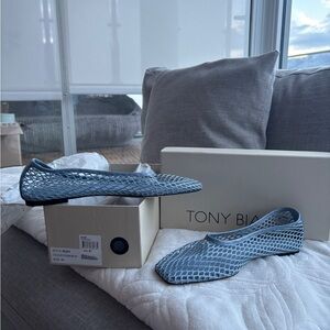 Tony Bianco Mazey Flat Denim Blue Mesh